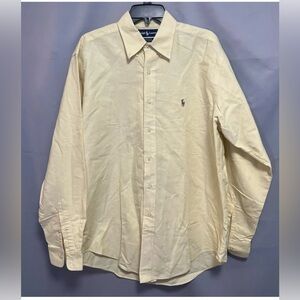 VTG Ralph Lauren Polo‎ Oxford Shirt Mens 16/35 Long Sleeve Button Up Yellow